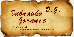 Dubravko Goranić vizit kartica